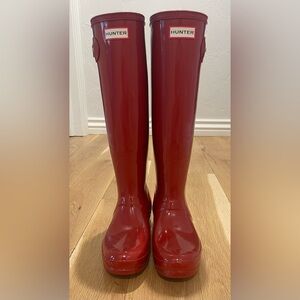 Hunter Red Tall Rain Boots NEW 8/39